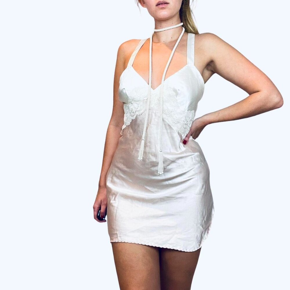 Vintage Lace Slip Dress Pale